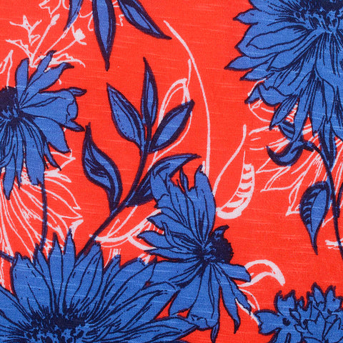 Blue Floral Jersey Knit, Viscose, 150 gsm