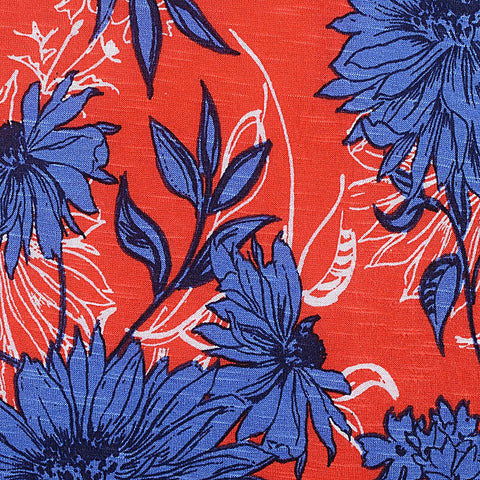 Blue Floral Jersey Knit, Viscose, 150 gsm