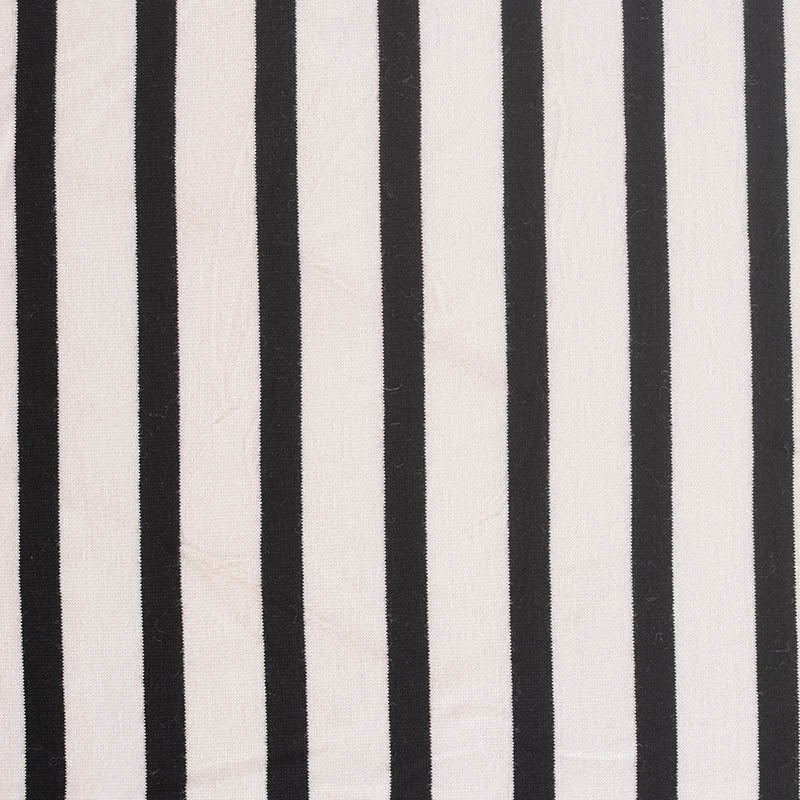 Black Vertical-Stripe Jersey Knit, Viscose, 203 gsm