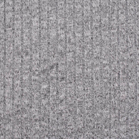 Grey Heather Rib Knit, Polyester, 218 gsm