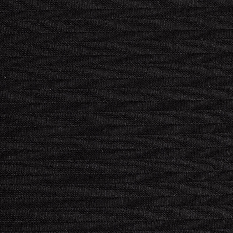Polyester Viscose Stretch Rib Knit Fabric, 252 gsm — Black