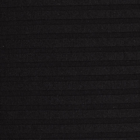 Polyester Viscose Stretch Rib Knit Fabric, 252 gsm — Black
