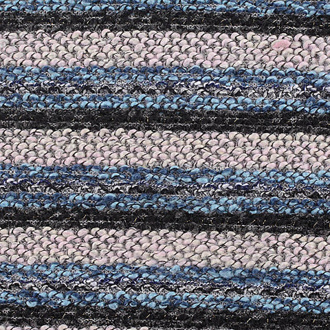 Blue Horizontal-Stripe Chunky Knit, Poly-Viscose, 328 gsm