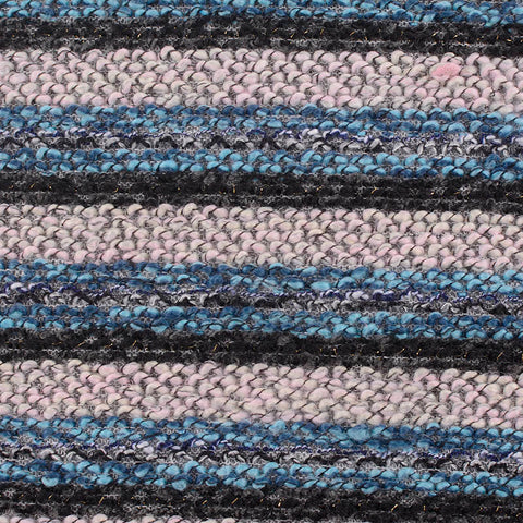 Blue Horizontal-Stripe Chunky Knit, Poly-Viscose, 328 gsm
