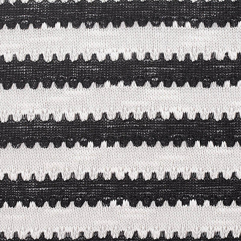 Black Horizontal-Stripe Chunky Knit, Cotton-Poly, 168 gsm