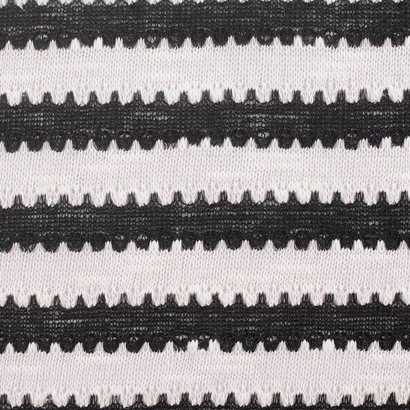 Black Horizontal-Stripe Chunky Knit, Cotton-Poly, 168 gsm