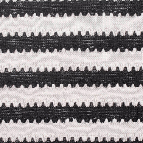 Black Horizontal-Stripe Chunky Knit, Cotton-Poly, 168 gsm