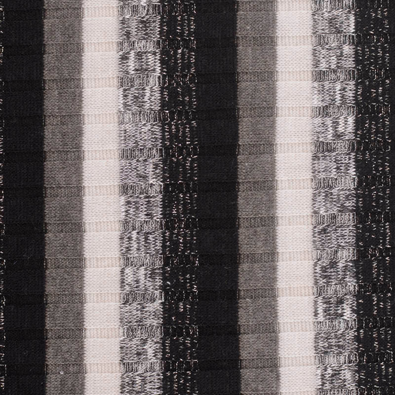 Black Vertical-Stripe Rib Knit, Polyester, 206 gsm
