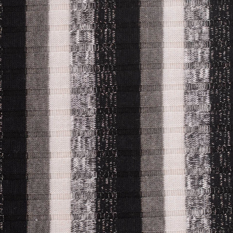 Black Vertical-Stripe Rib Knit, Polyester, 206 gsm