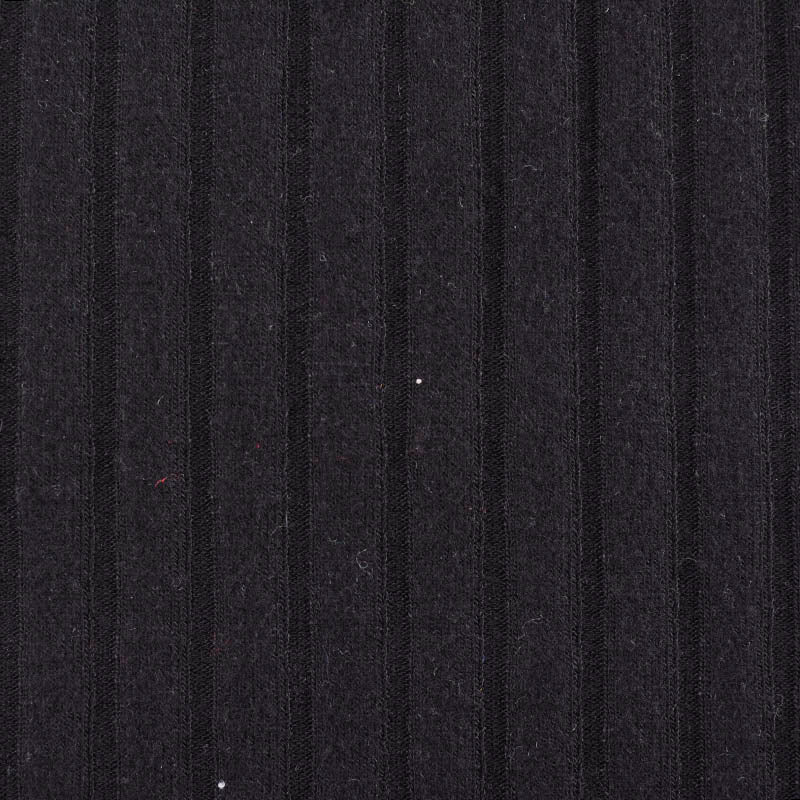 Viscose Polyester Stretch Rib Knit Fabric, 265 gsm — Black