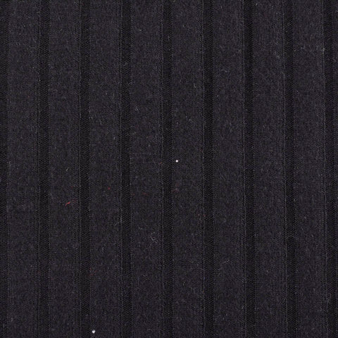 Viscose Polyester Stretch Rib Knit Fabric, 265 gsm — Black
