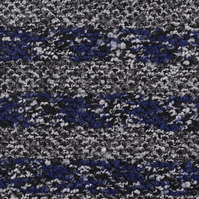 Blue Horizontal-Stripe Chunky Knit, Polyester, 452 gsm
