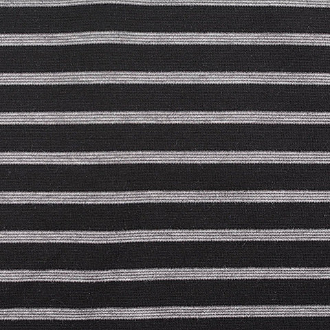 Black Horizontal-Stripe Ponte Knit, Poly-Viscose, 220 gsm