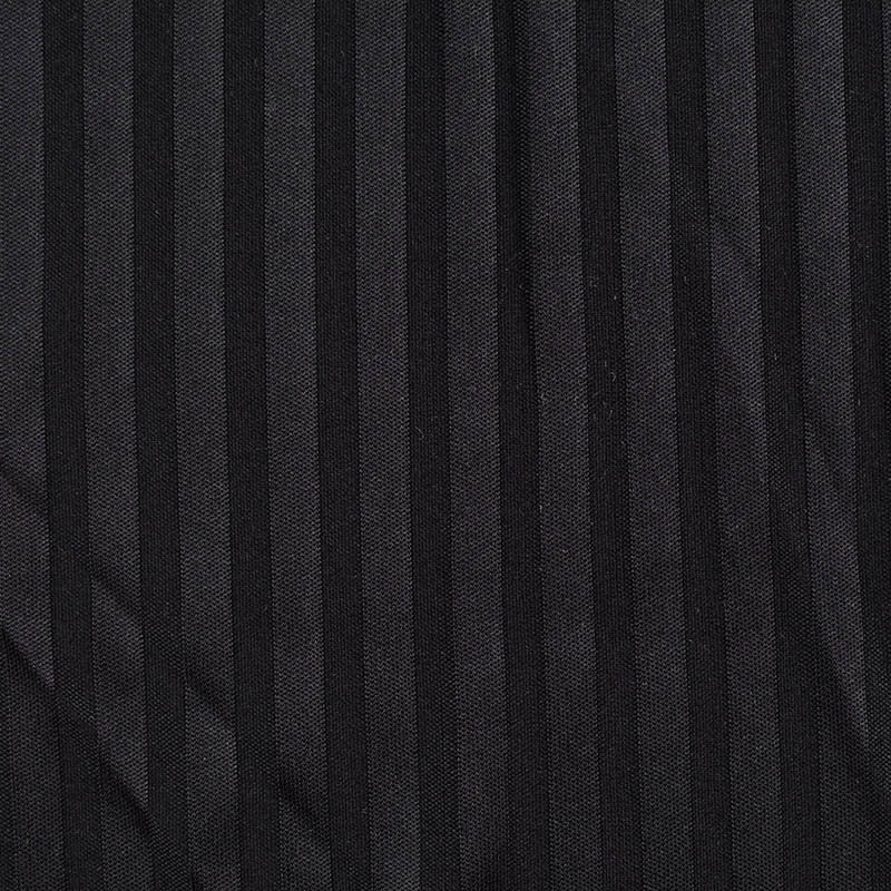 Black Vertical-Stripe Rib Knit, Polyester, 180 gsm