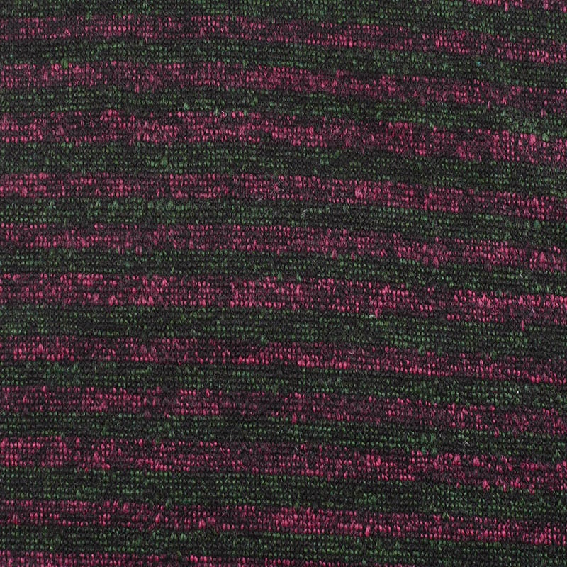 Dark Green Horizontal-Stripe Chunky Knit, Polyester, 402 gsm