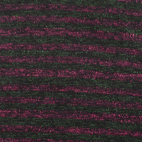 Dark Green Horizontal-Stripe Chunky Knit, Polyester, 402 gsm