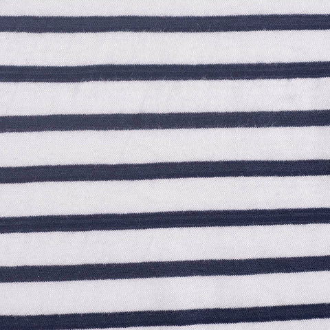Navy Horizontal-Stripe Jersey Knit, Cotton, 121 gsm