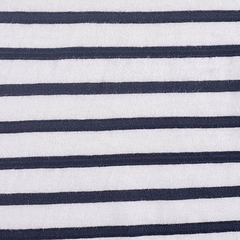 Navy Horizontal-Stripe Jersey Knit, Cotton, 121 gsm