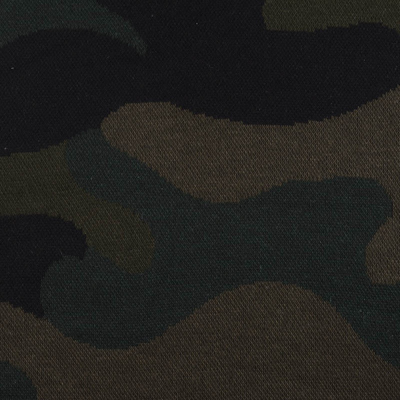 Dark Green Camo Jersey Knit, Cotton-Poly