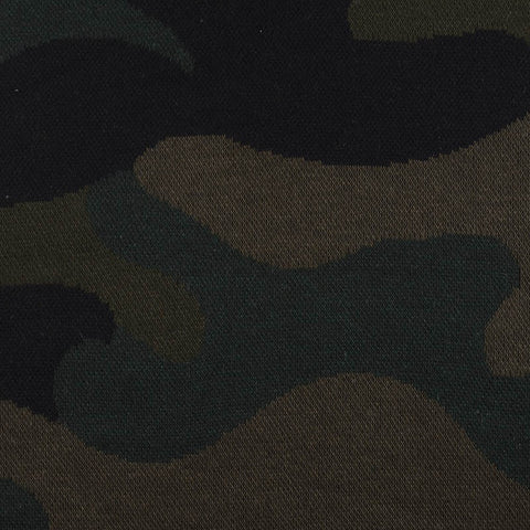 Dark Green Camo Jersey Knit, Cotton-Poly