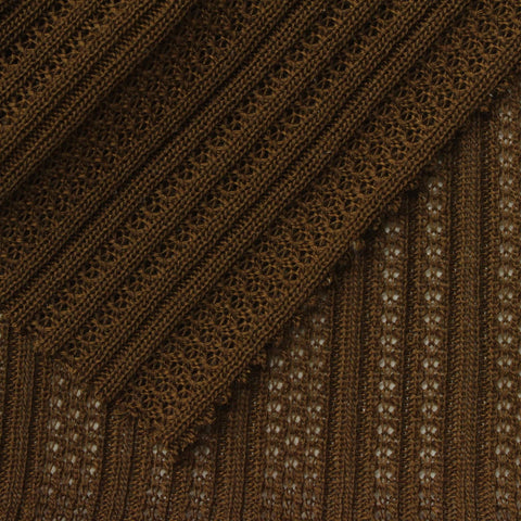 Brown Openwork Pointelle Knit, Polyester