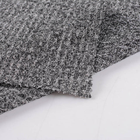 Black Marl Rib Knit, Poly-Viscose, 185 gsm, 160 cm