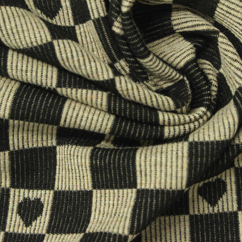 Black Check Rib Knit, Poly-Viscose, 268 gsm