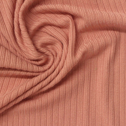 Brushed Polyester Stretch Rib Knit Fabric, 175 gsm, 110 cm — Orange