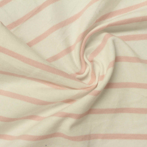 Pink Horizontal-Stripe Jersey Knit, Cotton, 170 gsm