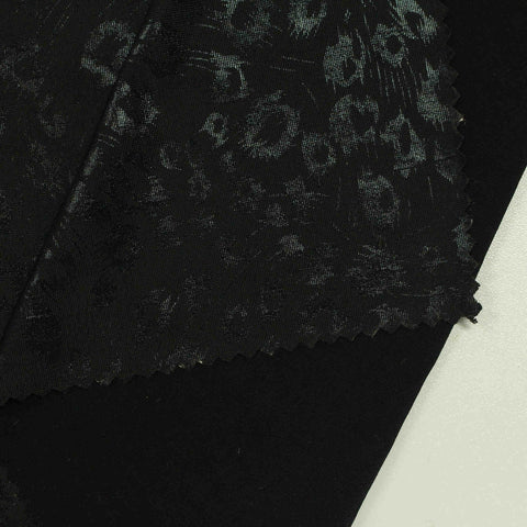 Jacquard Polyester Stretch Knit Fabric, 183 gsm, 147 cm — Black