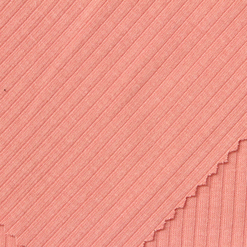 Polyester Viscose Stretch Rib Knit Fabric, 240 gsm, 135 cm — Pink