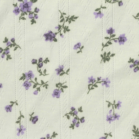 Purple Flowers Pointelle Knit, Polyester