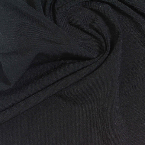 Polyester Stretch ITY Knit Fabric, 250 gsm, 155 cm — Black, ref EF-264346
