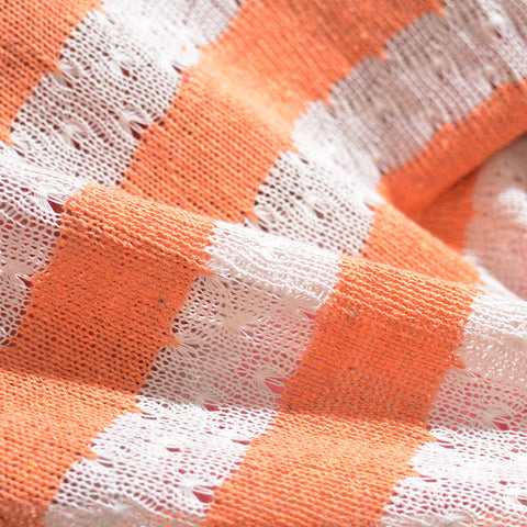 Orange Horizontal-Stripe Knit, Poly-Cotton, 260 gsm