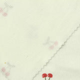 Fine Floral Cotton Stretch Rib Knit Fabric, 220 gsm, 129 cm — Beige — photo 2