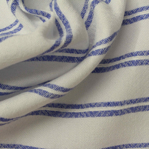 Blue Horizontal-Stripe Jacquard, Poly-Viscose, 122 gsm