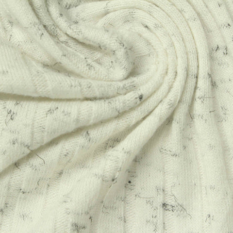 Light Off-White Marl Rib Knit, Viscose-Poly