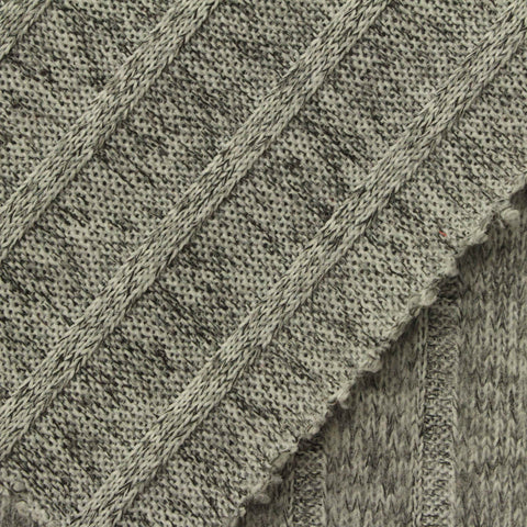 Grey Marl Rib Knit, 210 gsm