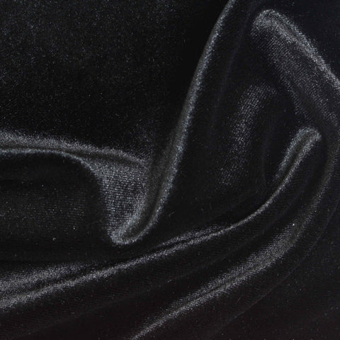 Polyester Stretch Velvet Fabric, 280 gsm, 155 cm — Black