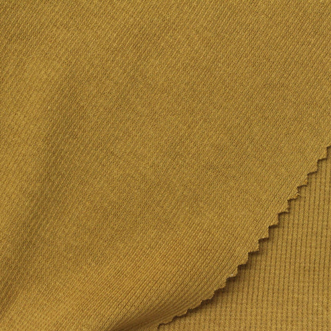 Cotton Stretch Rib Knit Fabric, 174 gsm, 130 cm — Khaki, ref EF-267628