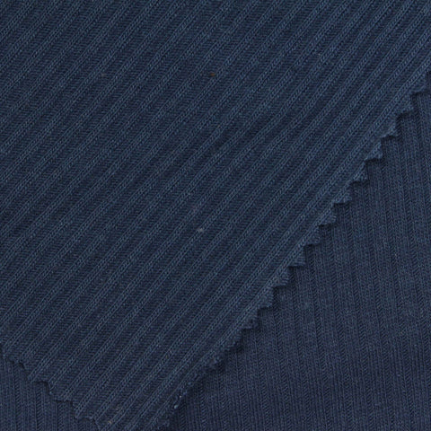 Cotton Polyester Rib Knit Fabric, 175 gsm — Navy