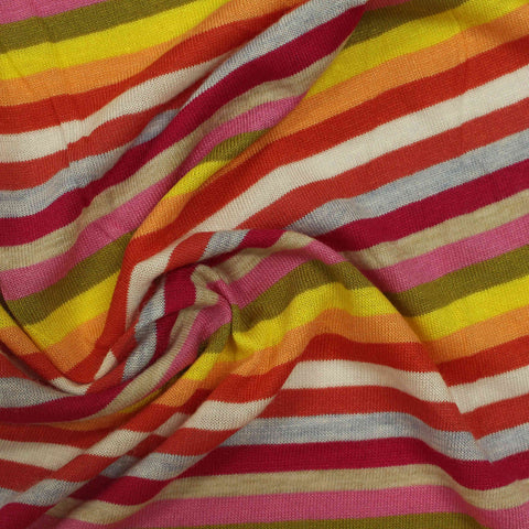 Multi Horizontal-Stripe Jersey Knit, Viscose, 138 gsm