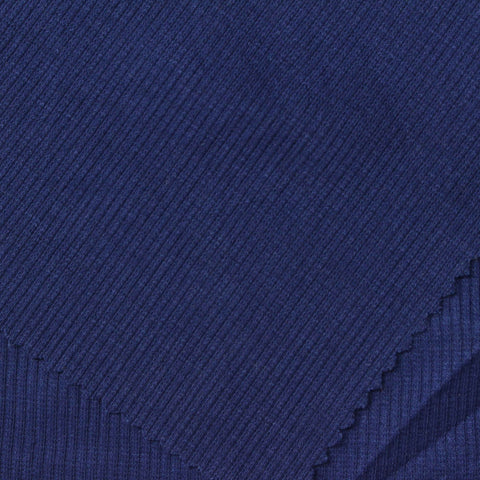 Navy Rib Knit, Poly-Viscose