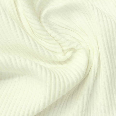 Cotton Stretch Rib Knit Fabric, 200 gsm, 120 cm — White