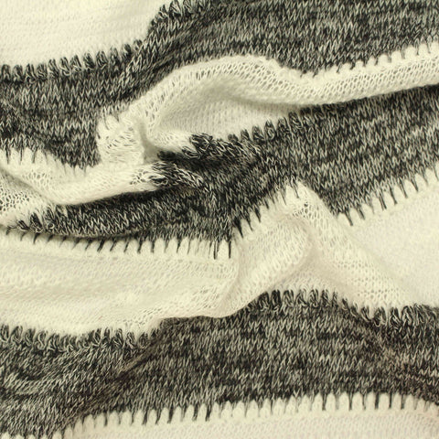Off-White Horizontal-Stripe Knit, Viscose-Poly, 167 gsm