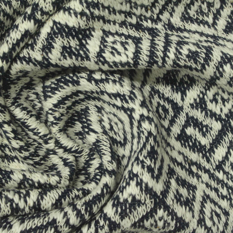 Black Geometric-Diamond Chunky Knit, Cotton-Poly, 260 gsm
