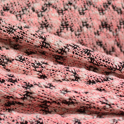 Jacquard Cotton Polyester Interlock Knit Fabric, 253 gsm, 158 cm — Pink