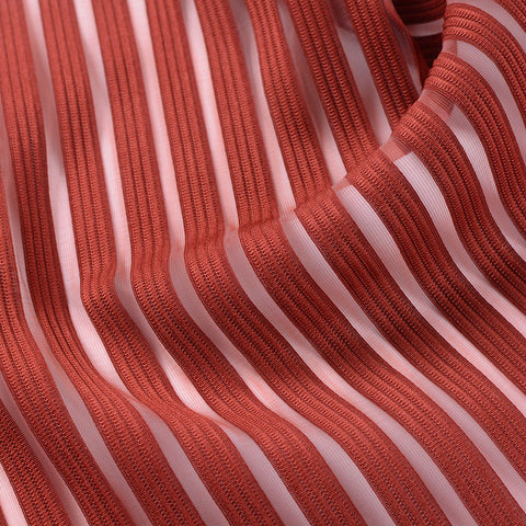 Red Horizontal-Stripe Mesh, Polyester, 190 gsm