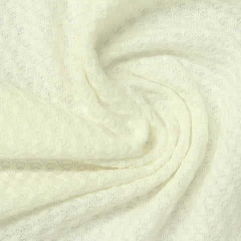 Cream Textured Waffle Knit, Poly-Viscose