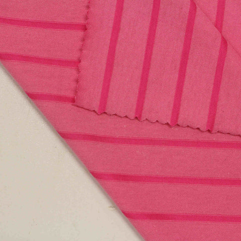 Pink Vertical-Stripe Jersey Knit, Cotton-Viscose